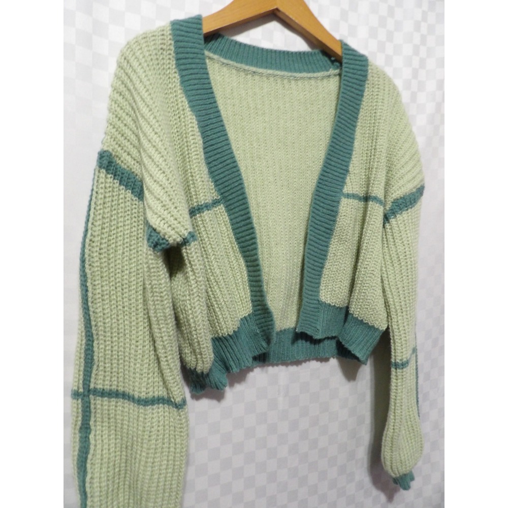 Green & Blue Cropped Cardigan | S